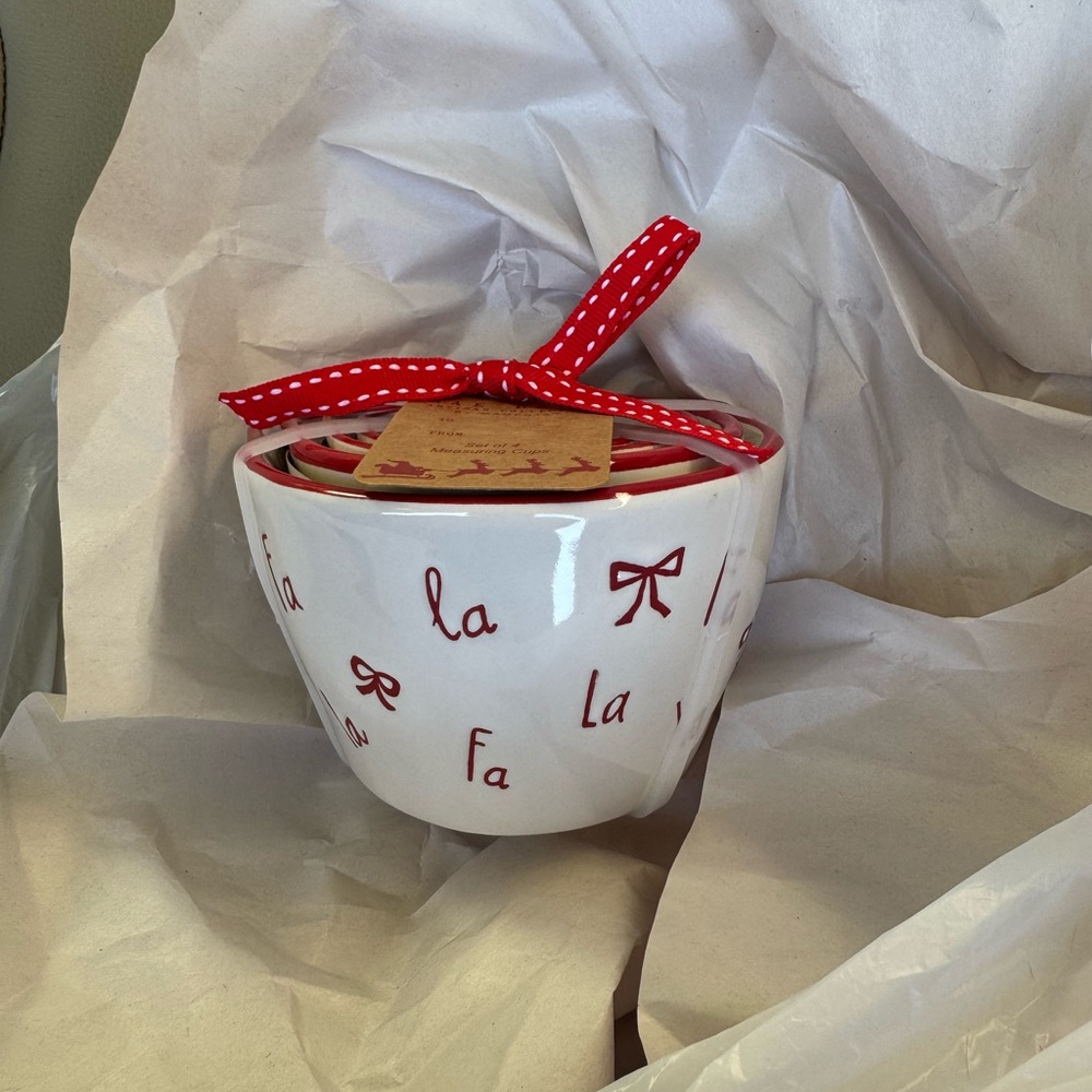 Rae Dunn fa la la Christmas measuring cups